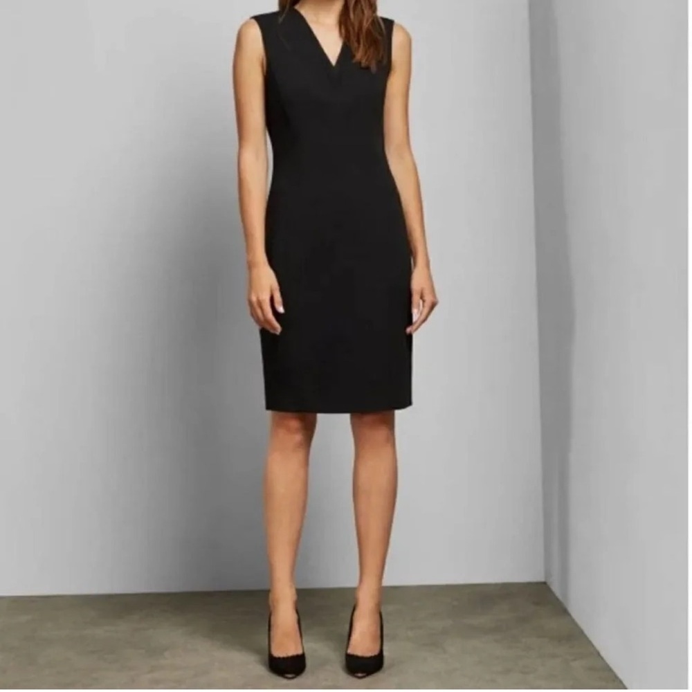 Ted Baker Saloted Fitted Dress with Contrast Neck Black